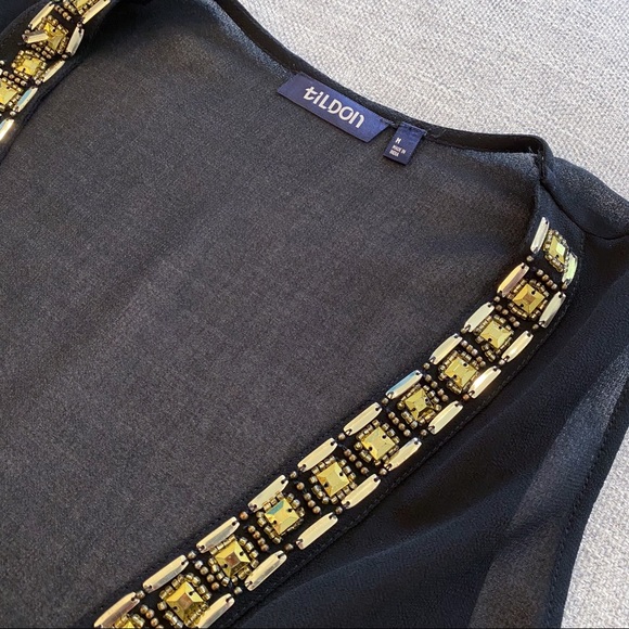 Tildon Embellished Sheer Tank Blouse NWOT - Picture 5 of 7